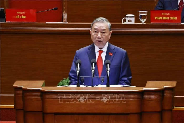 Tổng Bí thư Tô Lâm trình bày Báo cáo của Ban Chấp hành Trung ương Đảng khóa XIII