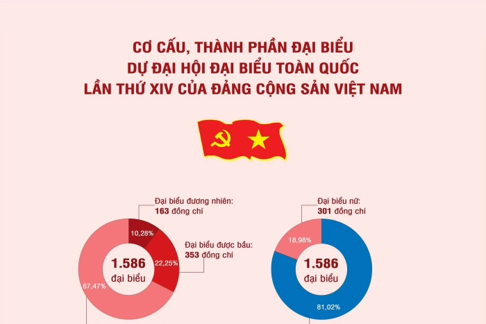 [Infographic] Cơ cấu, thành phần đại biểu dự Đại hội XIV của Đảng