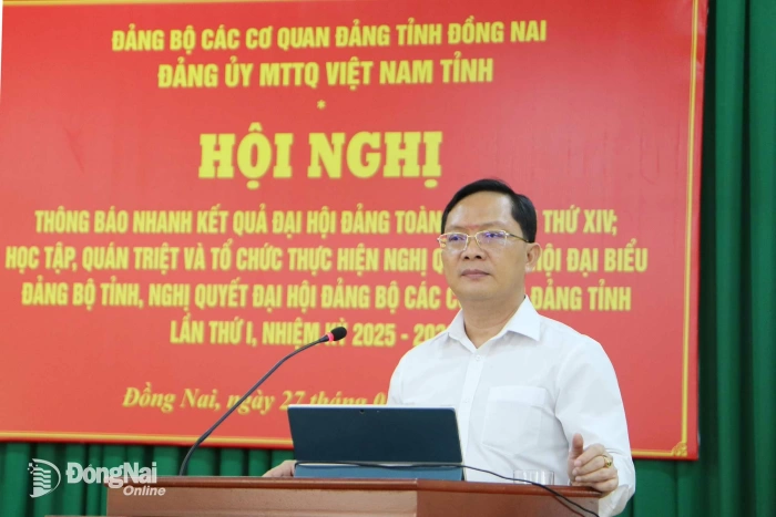 Đảng ủy MTTQ Việt Nam tỉnh Đồng Nai tổ chức học tập nghị quyết đại hội Đảng bộ các cấp, nhiệm kỳ 2025-2030