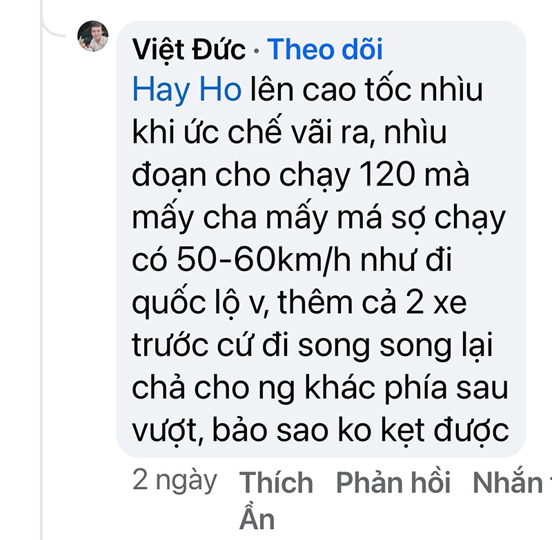 Một bình luận của bạn đọc bên dưới bài Giải pháp hạn chế tai nạn và kẹt xe trên đường cao tốc Phan Thiết - Dầu Giây