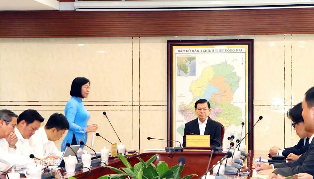 Phó chủ tịch UBND tỉnh Nguyễn Thị Hoàng chia sẻ thông tin về Đồng Nai với các doanh nghiệp Nhật Bản 