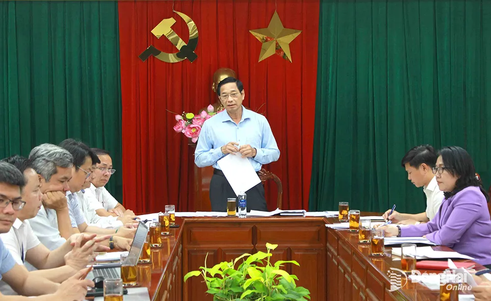 Phó chủ tịch UBND tỉnh Võ Văn Phi phát biểu chỉ đạo tại buổi làm việc