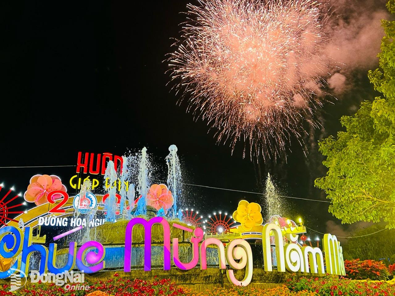 Màn pháo hoa khiến Biên Hòa bừng sáng trong đêm giao thừa