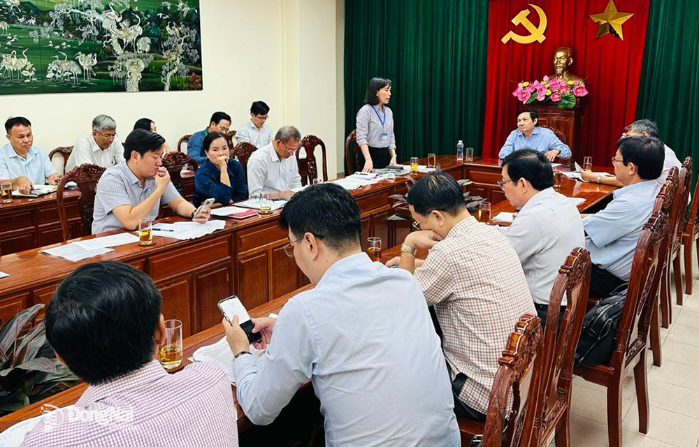 Giám đốc Sở GD-ĐT Trương Thị Kim Huệ, Phó ban thường trực Ban Chỉ đạo tổ chức Hội khỏe Phù Đổng tỉnh báo cáo công tác chuẩn bị