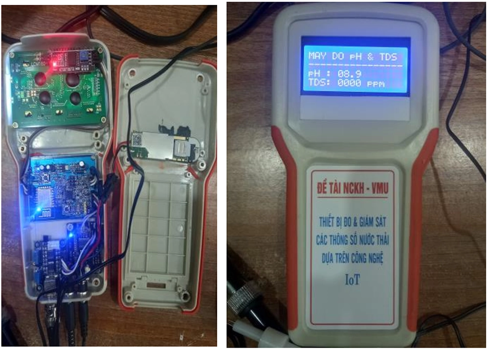 Hệ thống AI giám sát nước thải với cảm biến IoT, biểu đồ dữ liệu thời gian thực. Nguồn: Tạp chí khoa học hàng hải.