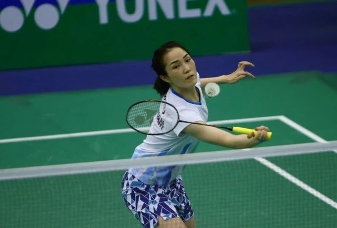 Tay vợt nữ Vũ Thị Trang tham dự giải cầu lông Singapore International năm 2025 từ vòng chính thức. Ảnh: SGGP