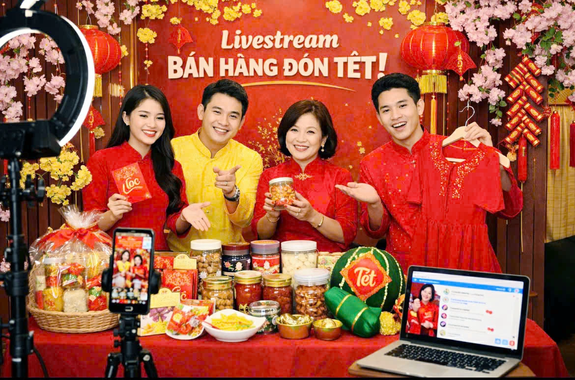 Ngày nay, Tết là thời điểm tăng cường mua bán trên mạng xã hội. Ảnh được tạo bởi AI