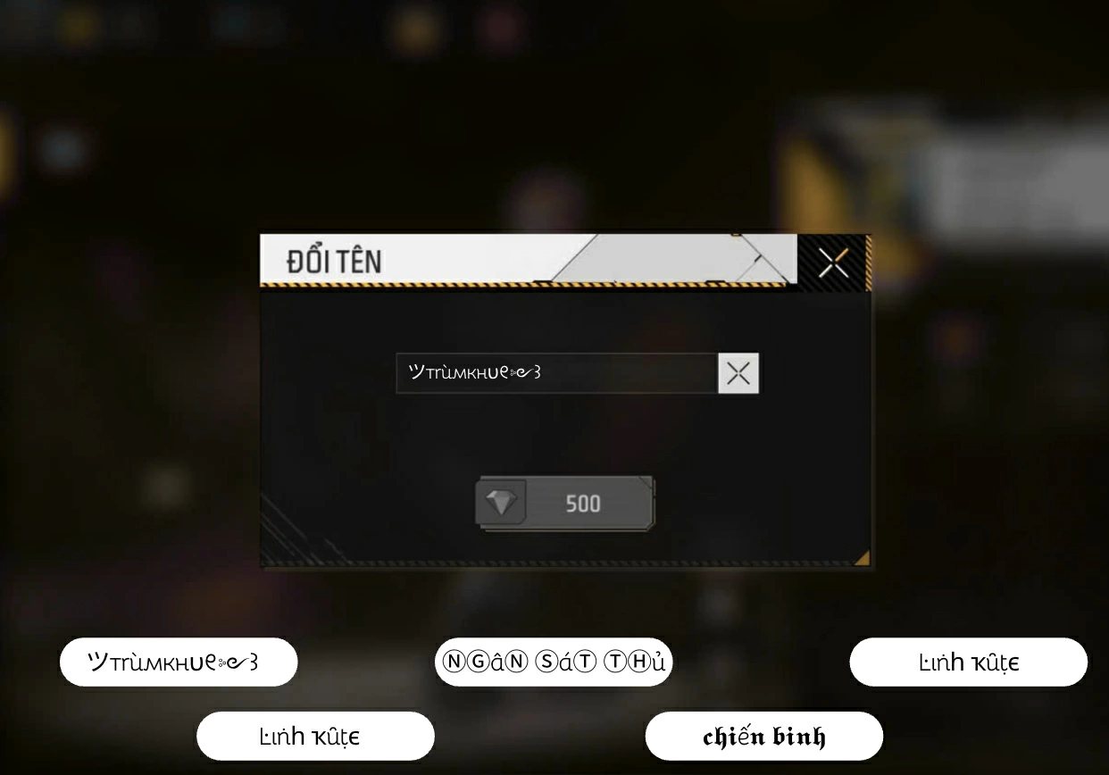 Tên Free Fire thêm kí tự nhìn vào là thấy ngay sự khác biệt.