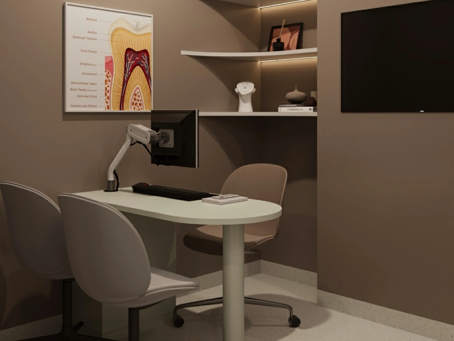 Không gian phòng khám hiện đại, tinh gọn và thân thiện, mang lại cảm giác dễ chịu cho người bệnh khi thăm khám.