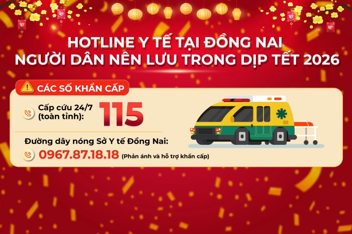 [Infographic] Những số điện thoại ‘nóng’ nào của ngành y tế tại Đồng Nai mà người dân nên lưu trong dịp Tết?