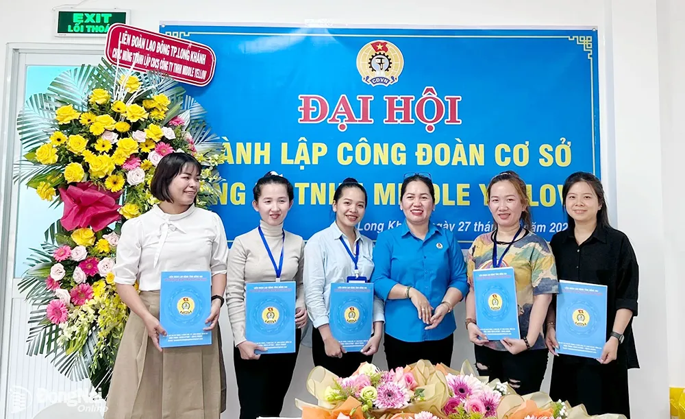 Liên đoàn Lao động TP.Long Khánh tổ chức đại hội thành lập Công đoàn cơ sở Công ty TNHH Middle Yellow