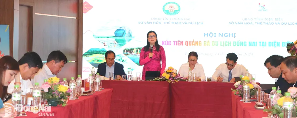 Giám đốc Sở Văn hóa, thể thao và du lịch Lê Thị Ngọc Loan phát biểu tại hội nghị. Ảnh: Ngọc Liên
