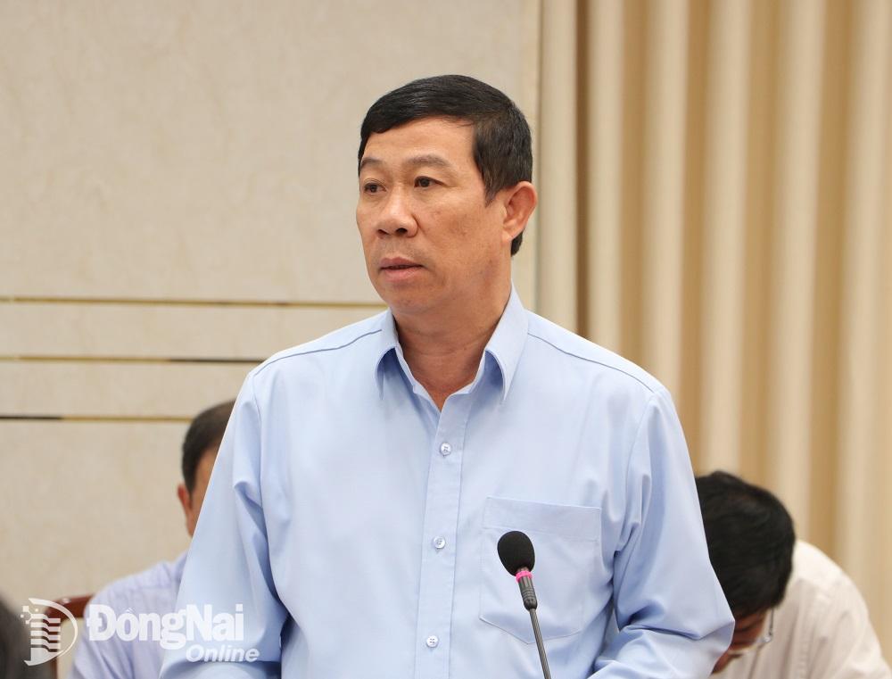 Bí thư Huyện ủy Nhơn Trạch Lê Thành Mỹ phát biểu tại buổi làm việc