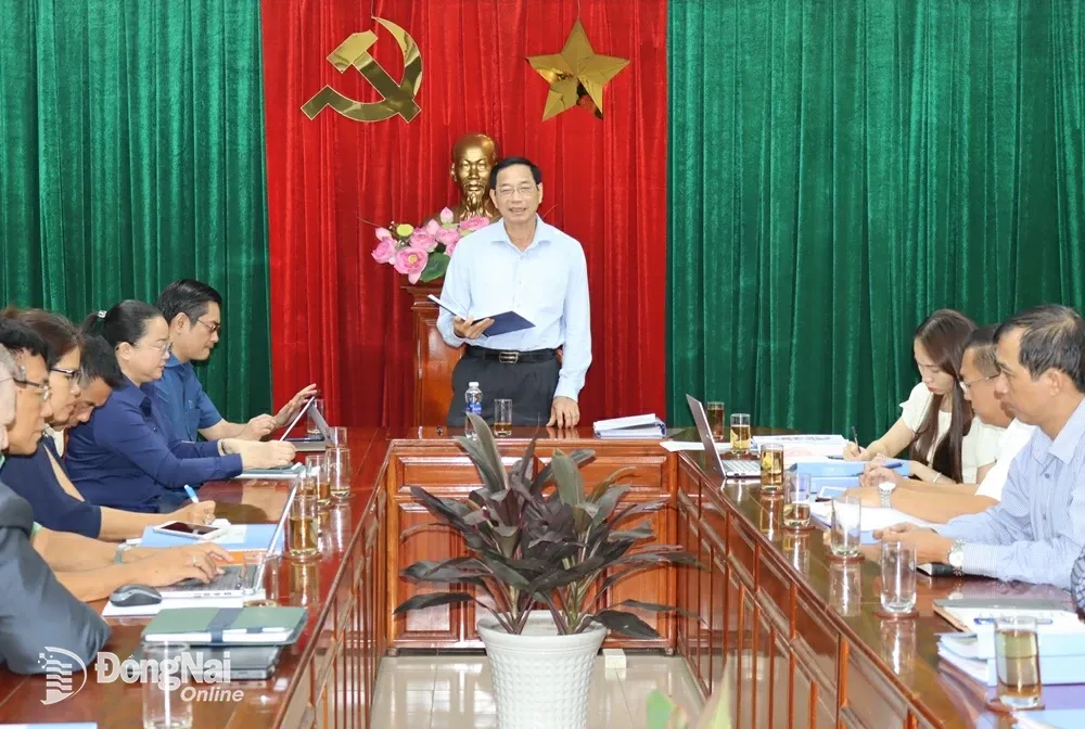 Phó chủ tịch UBND tỉnh Võ Văn Phi kết luận buổi làm việc với Công ty Asia New Generation. Ảnh: Hoàng Lộc