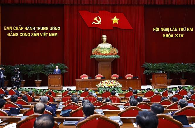 Tổng Bí thư Tô Lâm phát biểu bế mạc Hội nghị lần thứ hai Ban Chấp hành Trung ương Đảng khoá XIV. Ảnh: Doãn Tấn/TTXVN