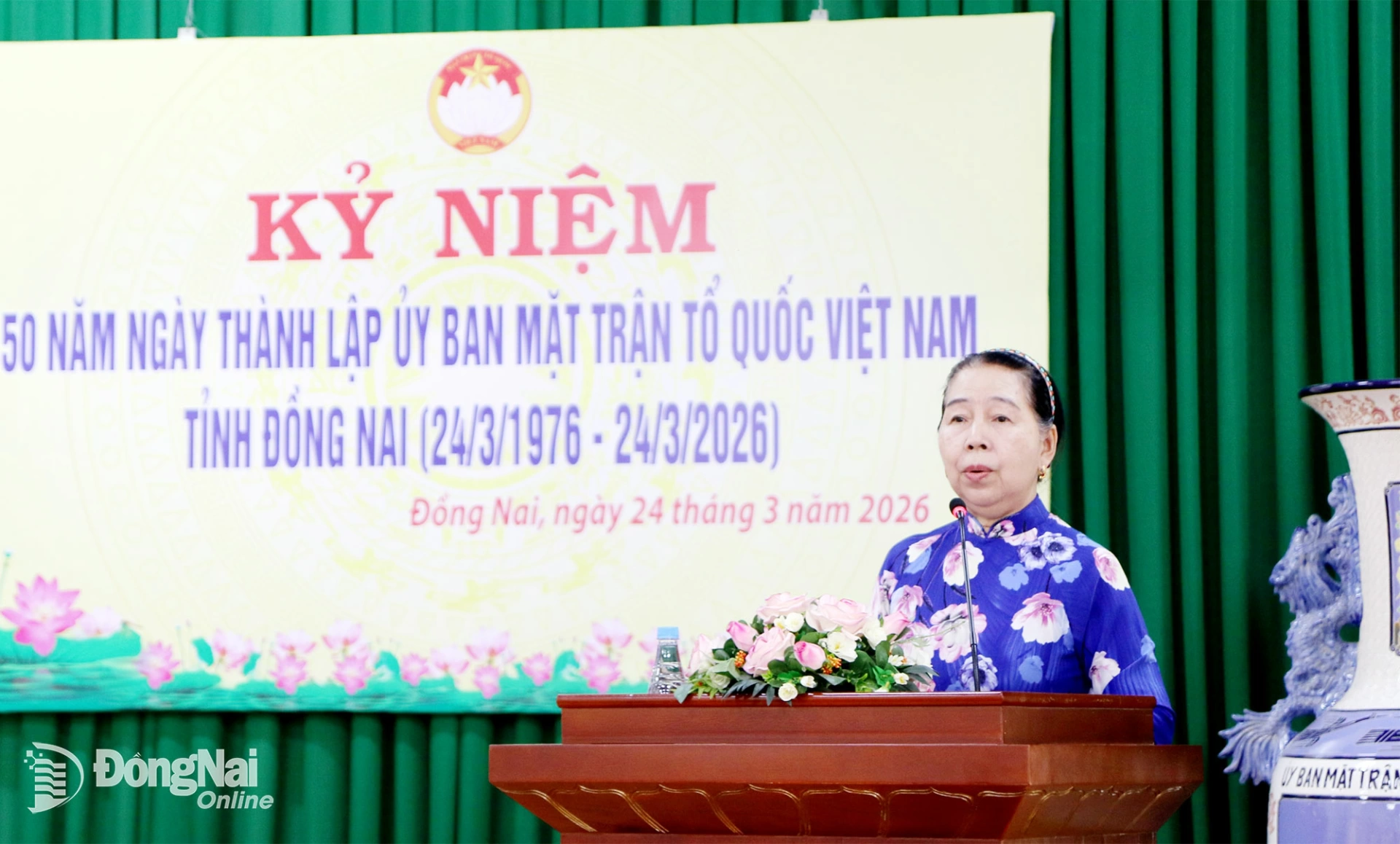 Nguyen Thi Kim Lien, former Chairwoman of the Dong Nai Provincial VFF Committee, speaks at the meeting. Photo: Van Truyen

