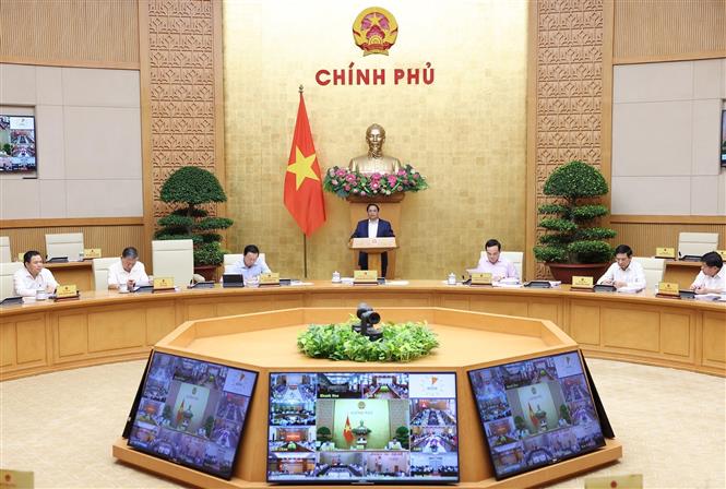 Thủ tướng Phạm Minh Chính chủ trì phiên họp Chính phủ thường kỳ tháng 3/2024 và Hội nghị Chính phủ với địa phương. Ảnh: Dương Giang-TTXVN

