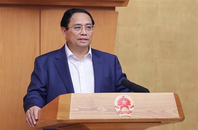 Thủ tướng Phạm Minh Chính chủ trì phiên họp Chính phủ thường kỳ tháng 3/2024 và Hội nghị Chính phủ với địa phương. Ảnh: Dương Giang-TTXVN

