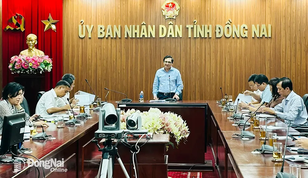 Phó chủ tịch UBND tỉnh Nguyễn Sơn Hùng chủ trì cuộc họp. Ảnh: Hạnh Dung