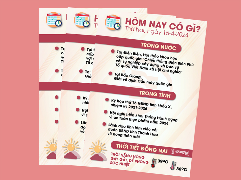 Hôm nay có gì? Ngày 15-4-2024