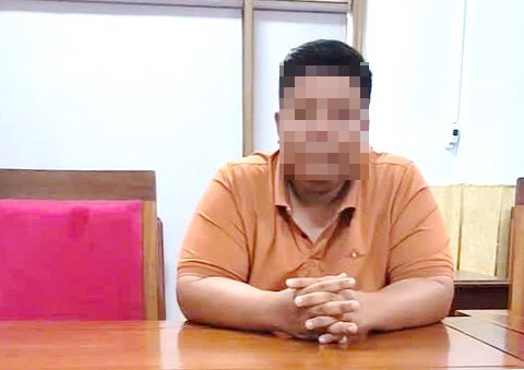 Đối tượng La Hữu Nghĩa tại cơ quan công an. Ảnh: Công an tỉnh