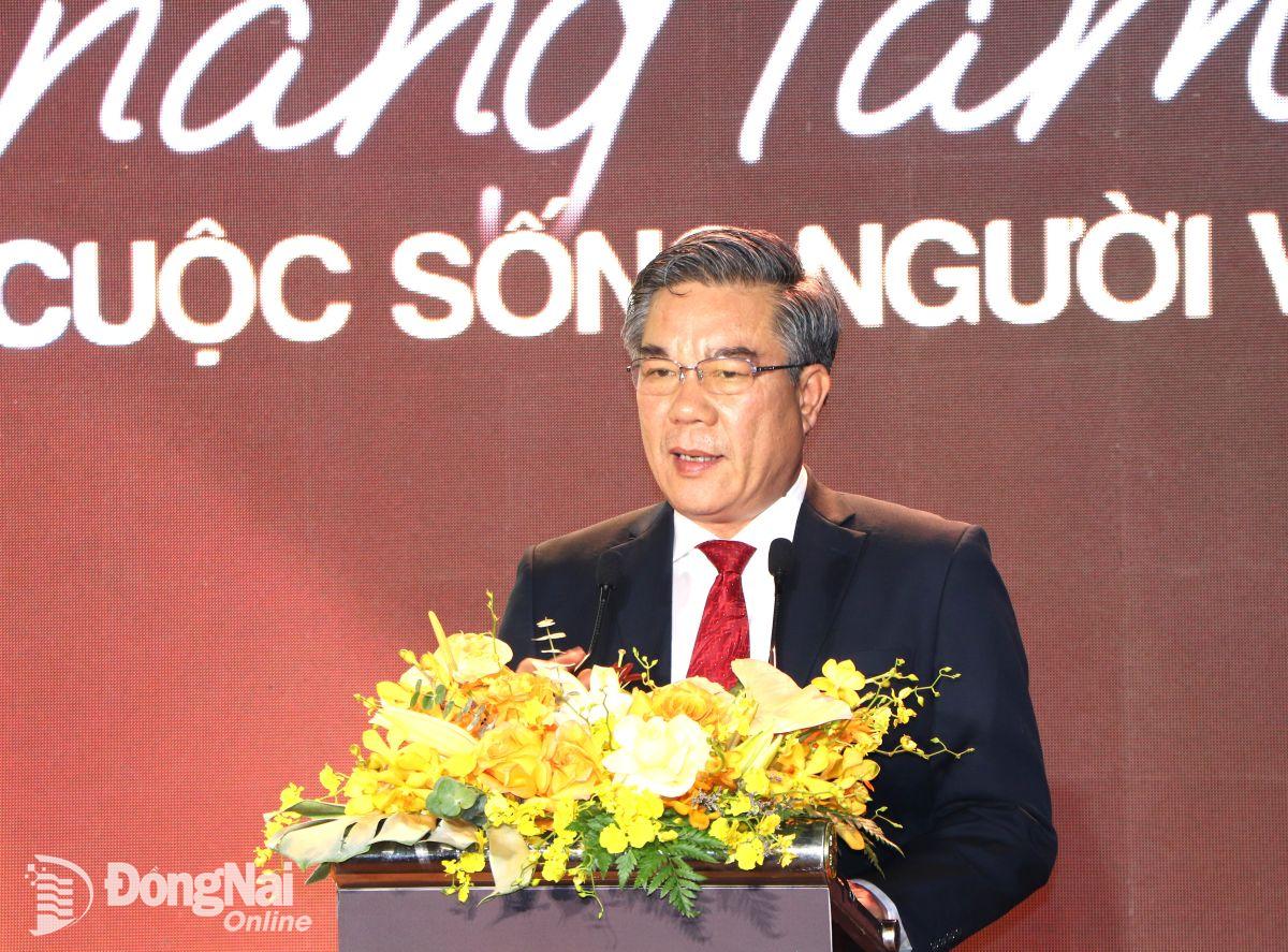 Phó chủ tịch UBND tỉnh Dương Minh Dũng phát biểu tại Lễ kỷ niệm 30 năm thành lập Nestlé. Ảnh: Ngọc Liên