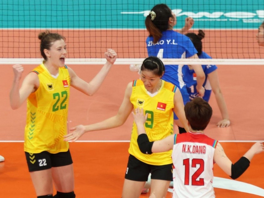 VTV Bình Điền Long An chính thức có mặt ở tứ kết Giải vô địch các câu lạc bộ nữ châu Á 2025. Ảnh: AVC