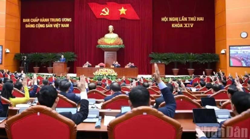 Toàn cảnh phiên bế mạc Hội nghị lần thứ hai Ban Chấp hành Trung ương Đảng Cộng sản Việt Nam khóa XIV. Ảnh: Đăng Khoa
