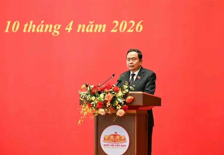 Bí thư Đảng ủy Quốc hội, Chủ tịch Quốc hội Trần Thanh Mẫn phát biểu nhận nhiệm vụ. (Ảnh: Duy Linh)

