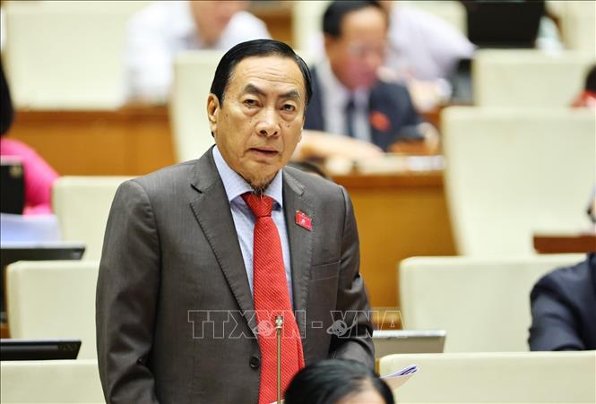 Đại biểu Quốc hội tỉnh Đồng Tháp Phạm Văn Hòa phát biểu. Ảnh: Minh Đức/TTXVN
