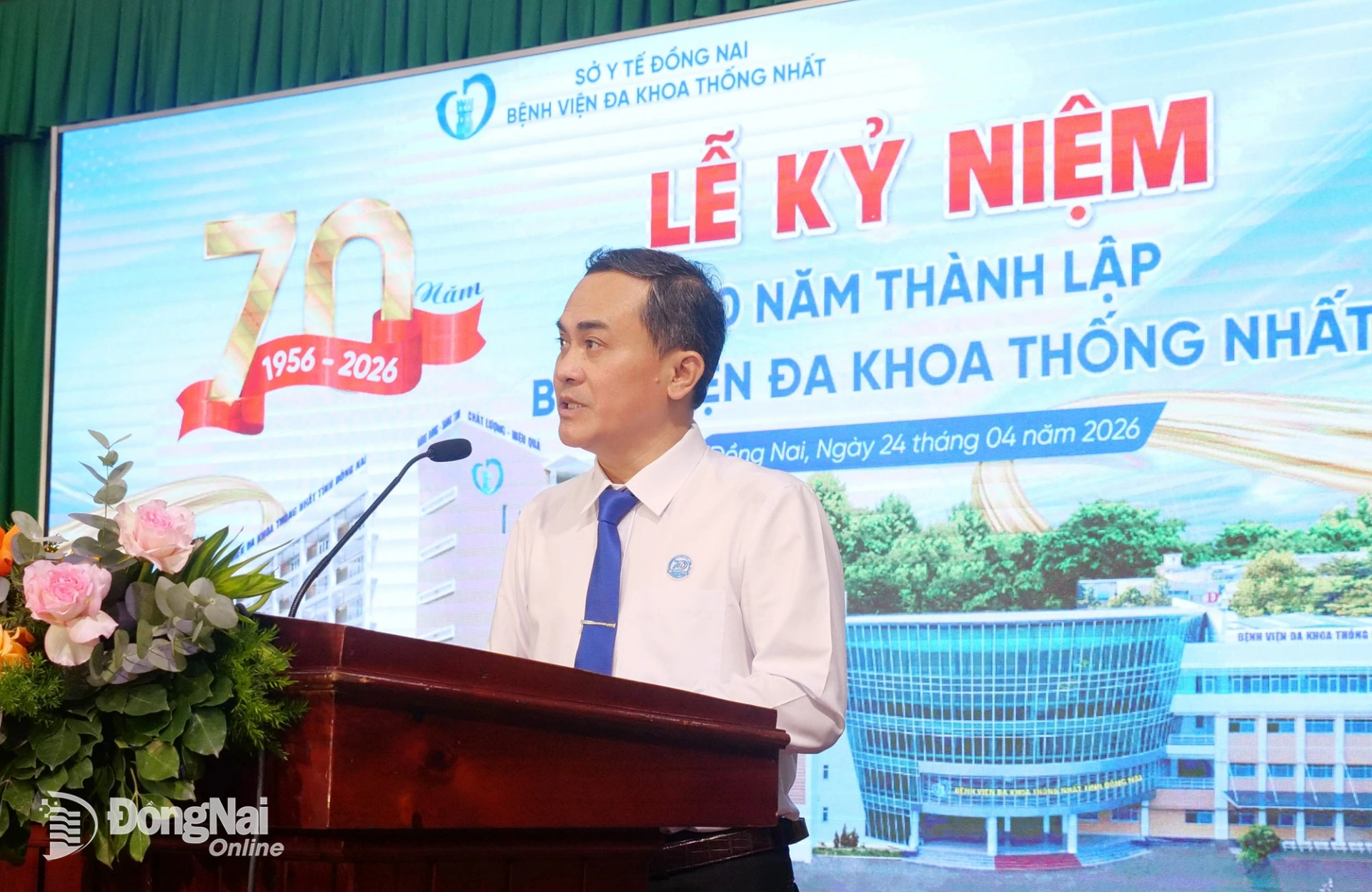 Ủy viên Ban Thường vụ Tỉnh ủy, Phó Chủ tịch UBND tỉnh Lê Trường Sơn phát biểu tại buổi lễ. Ảnh: Hạnh Dung
