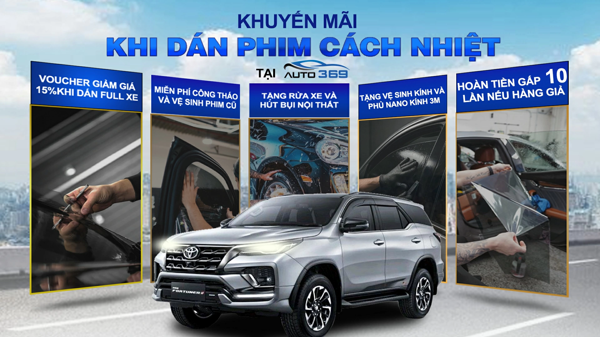 Dán phim cách nhiệt cho ô tô tại Auto369.