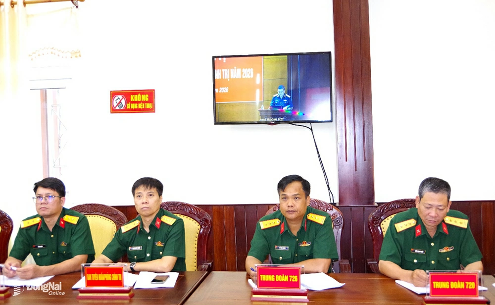 Các đại biểu tham gia hội nghị tập huấn tại điểm cầu Binh đoàn 16. Ảnh: Huỳnh Vân