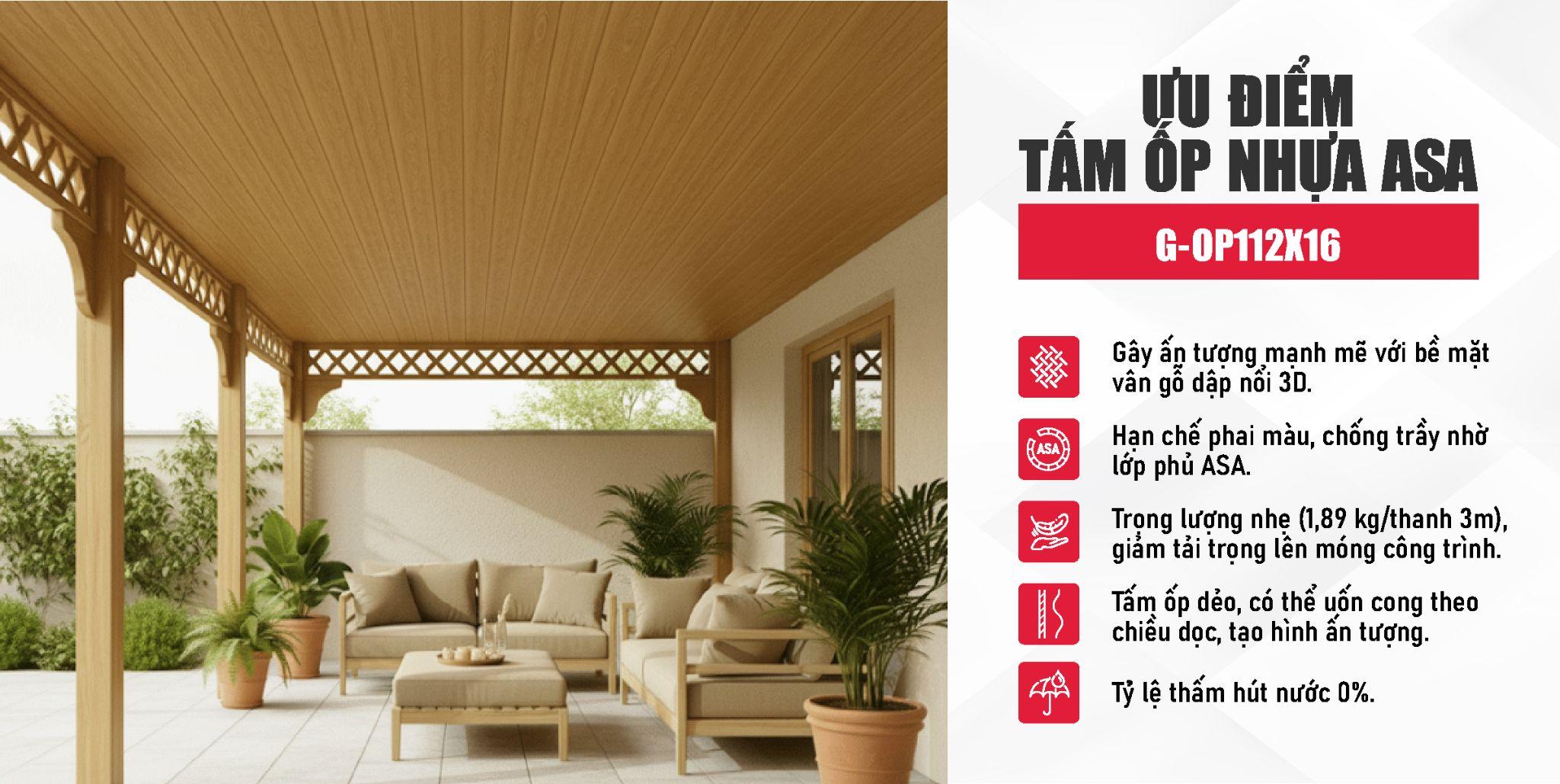Ưu điểm tấm nhựa ASA Galawood phẳng mã G-OP112X16.