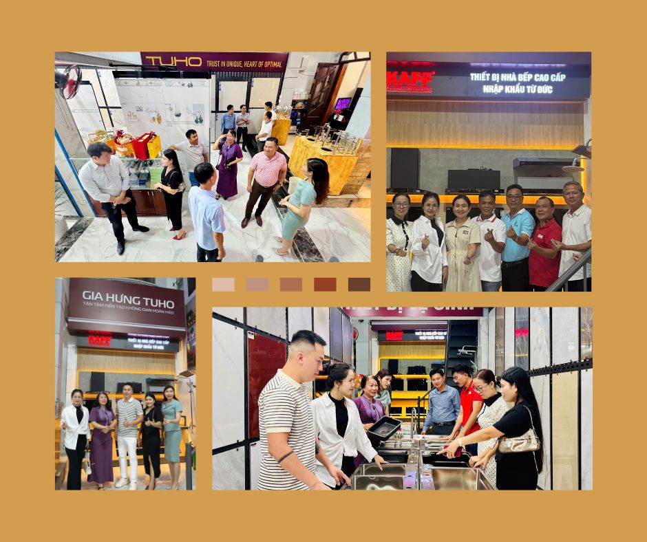 Khách hàng tham quan, tìm hiểu sản phẩm tại showroom Gia Hưng TUHO trong ngày khai trương. Ảnh BNI Wealthy