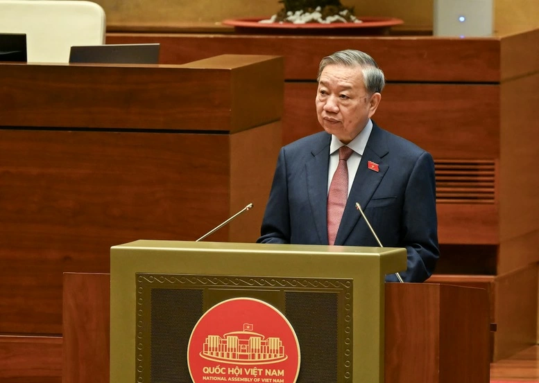 Tổng Bí thư Tô Lâm phát biểu chỉ đạo tại phiên khai mạc Kỳ họp thứ Nhất, Quốc hội khóa XVI sáng 6/4 - Ảnh: VGP


