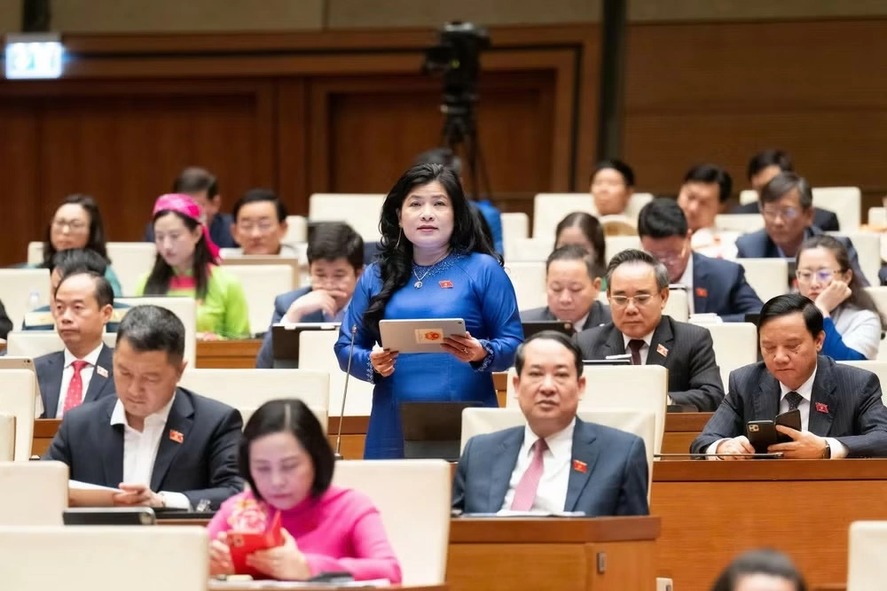 Đại biểu Đàng Thị Mỹ Hương nêu ý kiến thảo luận. (Ảnh: DUY LINH)
