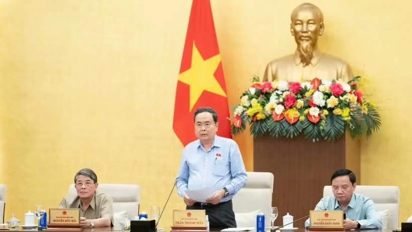 Chủ tịch Quốc hội Trần Thanh Mẫn phát biểu bế mạc phiên họp. (Ảnh: DUY LINH)
