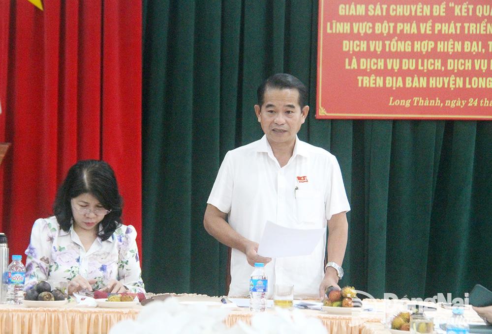 Ủy viên Ban Thường vụ Tỉnh ủy, Chủ tịch HĐND tỉnh Thái Bảo phát biểu kết luận tại buổi giám sát. Ảnh: Hải Quân