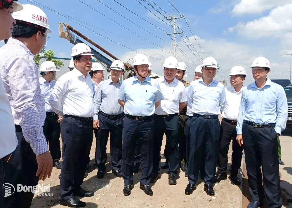 Ban chỉ đạo và lãnh đạo UBND tỉnh đi thực tế dự án Nhà máy điện Nhơn Trạch 3 và Nhơn Trạch 4. Ảnh: HN