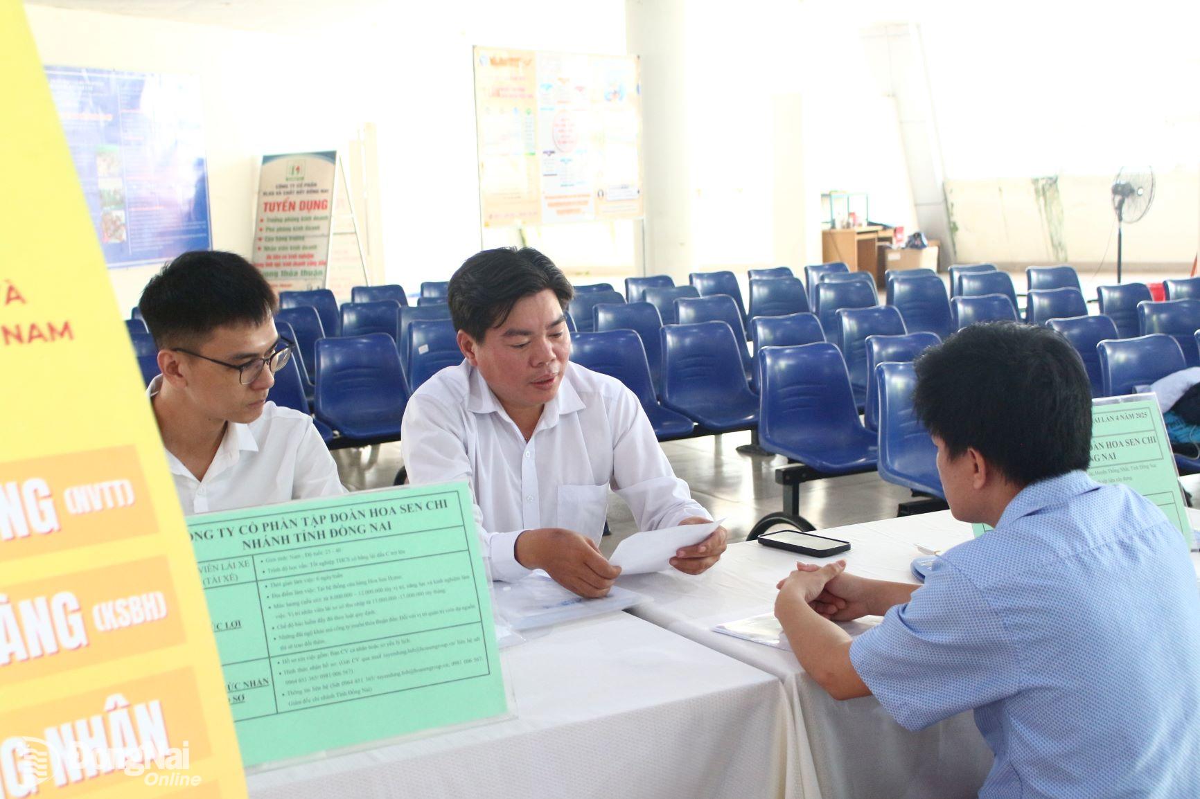 Người lao động tham gia phỏng vấn, tìm việc tại Sàn việc làm lần thứ 4-2025. Ảnh: N.Hòa