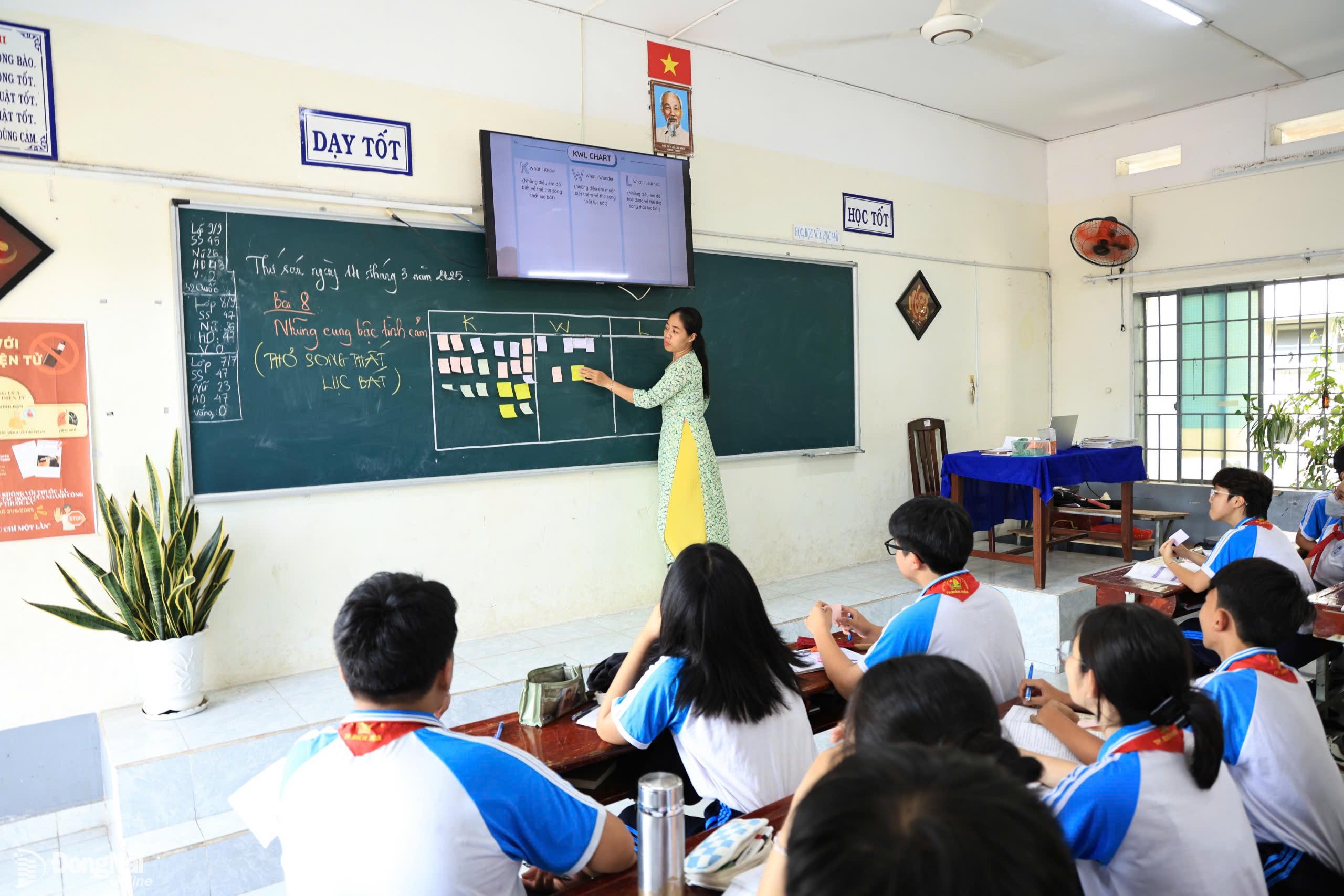 Học sinh Trường THCS Trần Hưng Đạo (thành phố Biên Hòa) trong giờ học. Ảnh: Công Nghĩa