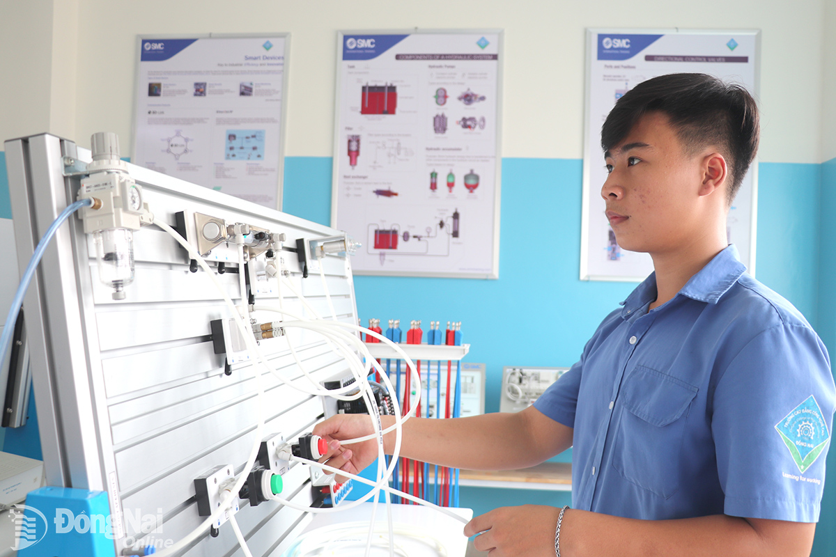 Sinh viên Trường cao đẳng Công nghệ cao Đồng Nai (tại huyện Long Thành) trong giờ học. Ảnh:H.Yến

