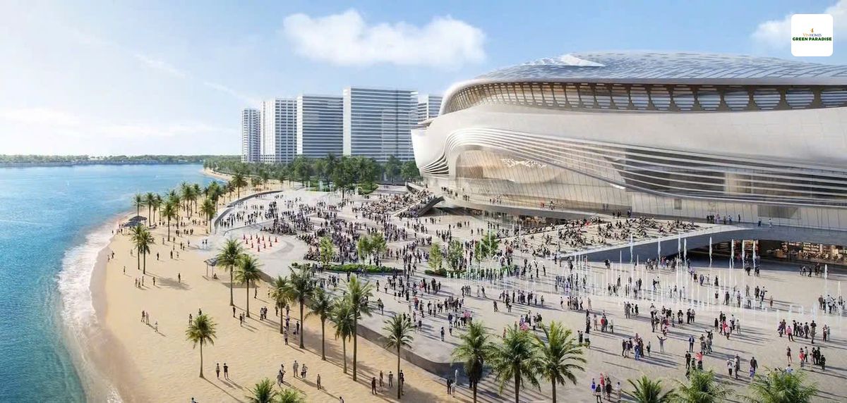 Phối cảnh Nhà hát Sóng Xanh - tâm điểm tiện ích và thu hút du khách của Vinhomes Cần Giờ.