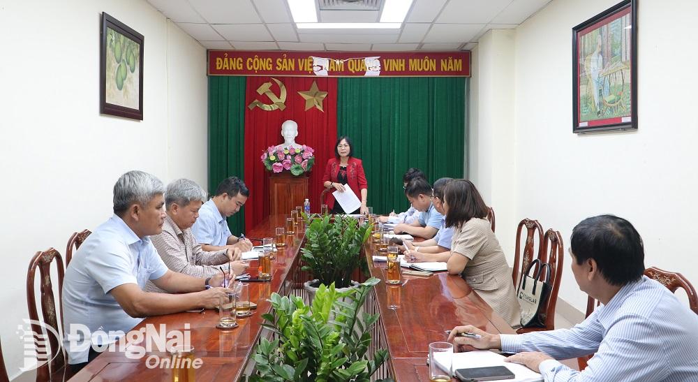 Phó chủ tịch UBND tỉnh Nguyễn Thị Hoàng phát biểu kết luận buổi làm việc. Ảnh: Phạm Tùng