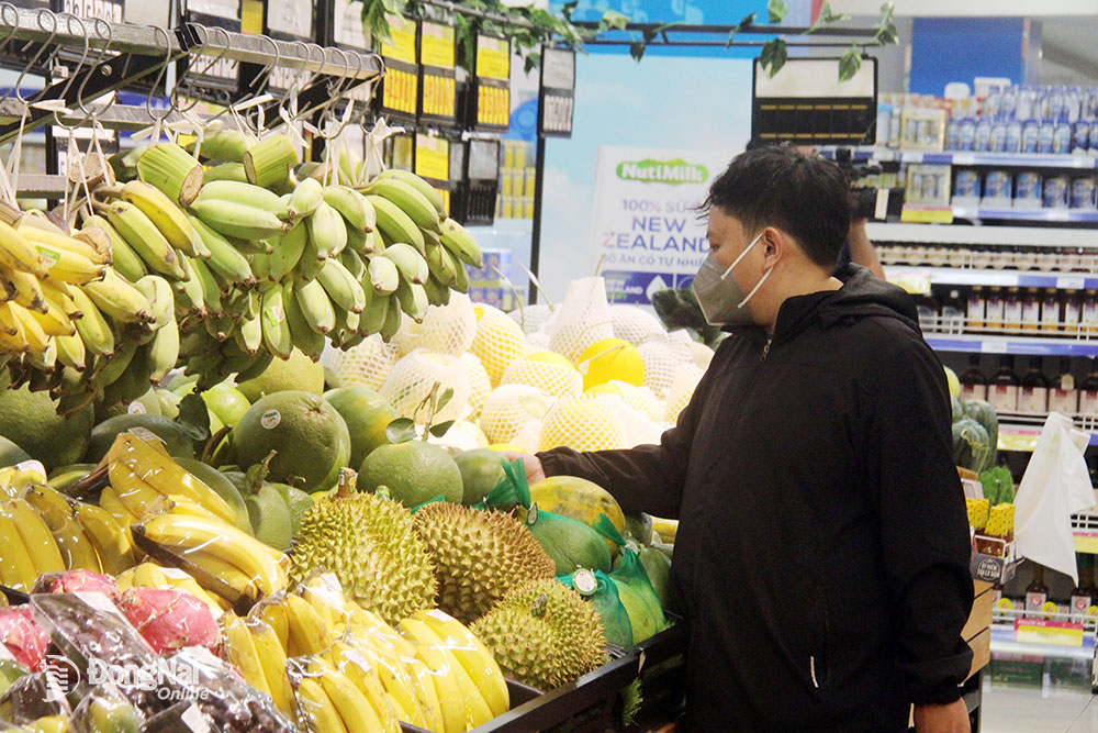 Người tiêu dùng chọn mua các loại trái cây Việt tại một siêu thị ở thành phố Biên Hòa. Ảnh: H.Quân