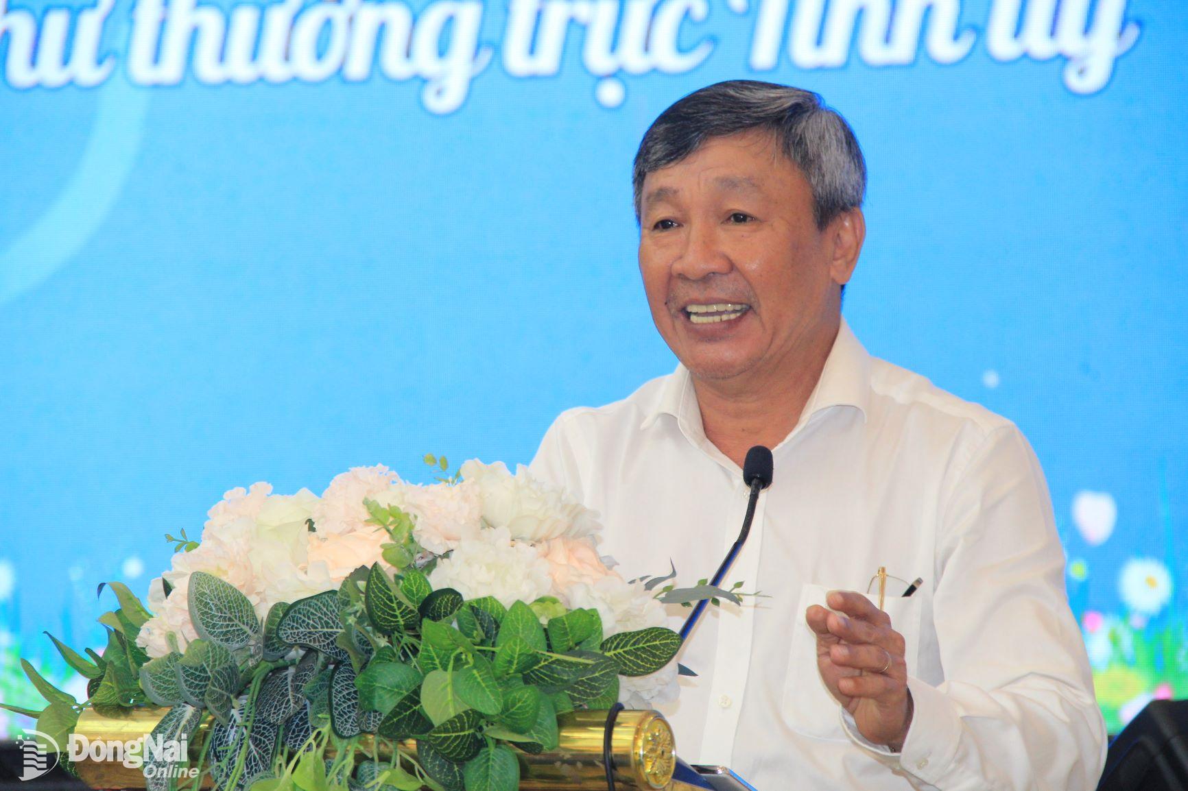 Đồng chí Hồ Thanh Sơn, Phó bí thư thường trực Tỉnh ủy phát biểu tại hội nghị. Ảnh: Nga Sơn