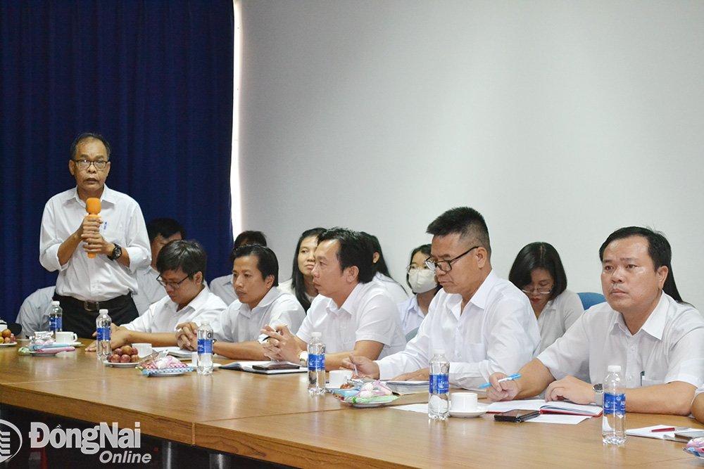 Các đảng viên Công ty CP Hữu hạn Vedan Việt Nam (huyện Long Thành) phát biểu ý kiến tại buổi sinh hoạt chi bộ tháng 6-2024.