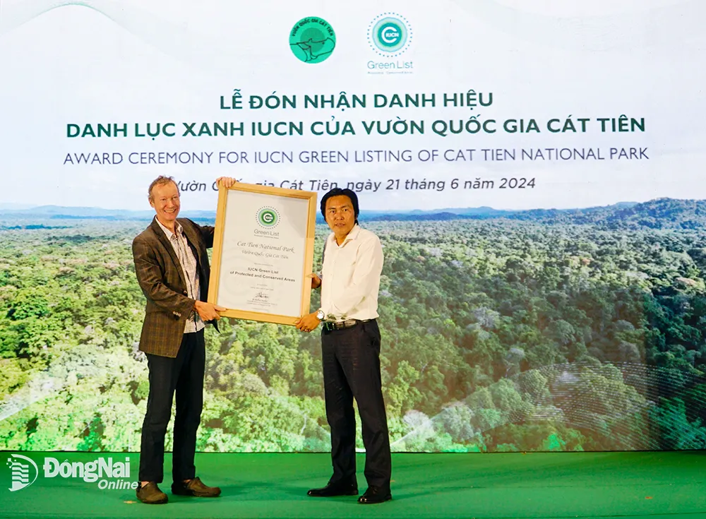 Vườn Quốc gia Cát Tiên chính thức trở thành vườn quốc gia đầu tiên của Việt Nam nhận danh hiệu Danh lục xanh IUCN.