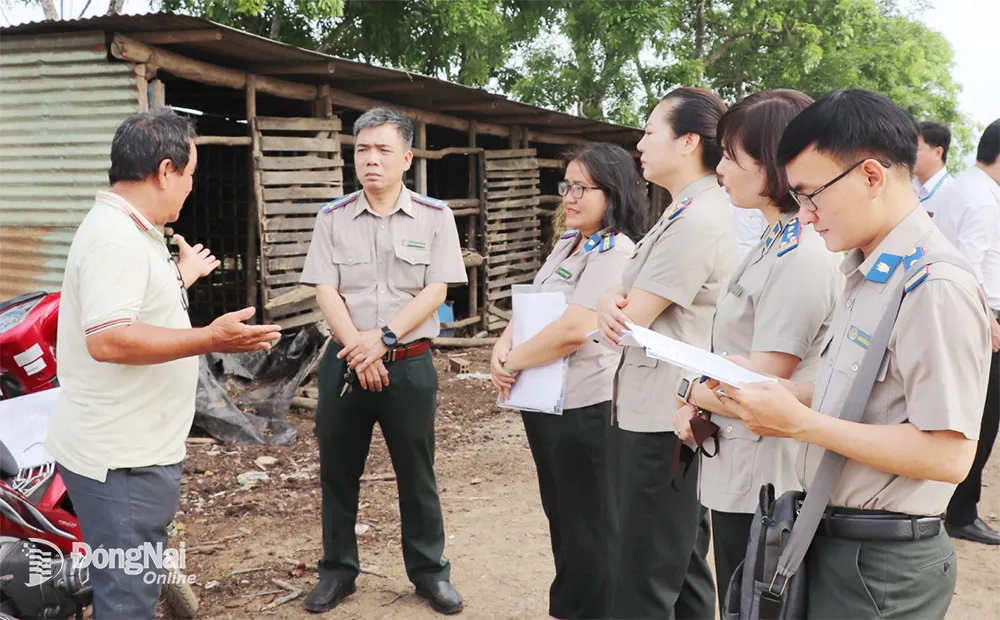 Đoàn công tác của Tổng cục Thi hành án dân sự đi kiểm tra thực địa tại huyện Xuân Lộc. Ảnh: An Nhơn